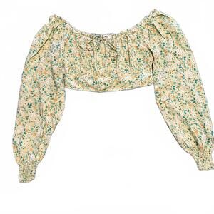 Aerie Floral Long Sleeve Crop Top Size M